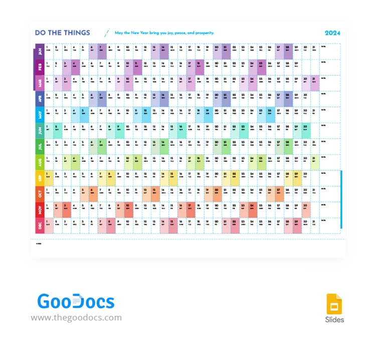 Druckbarer Wandkalender für 2024 - free Google Docs Template - 10068403