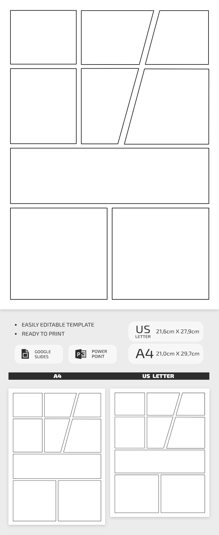 Tirinha de Quadrinhos de 9 Painéis Imprimível - free Google Docs Template - 10072725