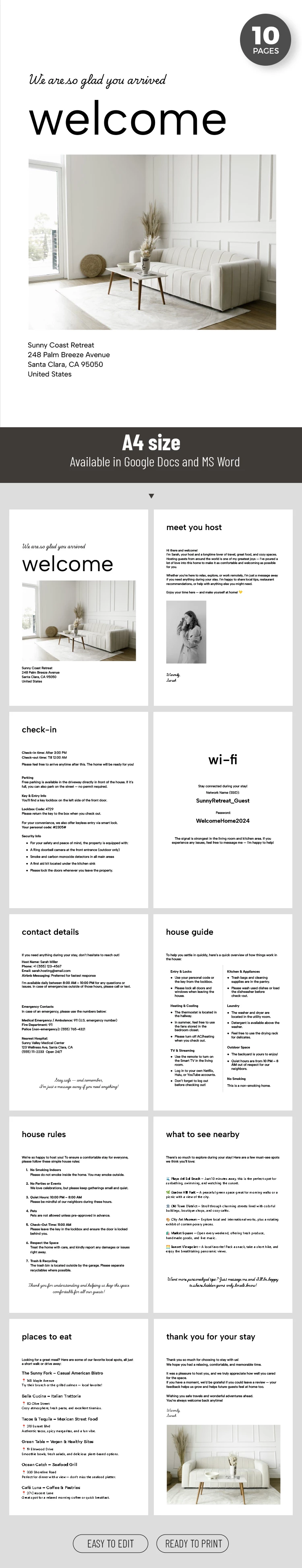 Printable Airbnb Welcome Book Template - free Google Docs Template - 10071246 Printable Airbnb Welcome Book Template - free Google Docs Template - 10071246