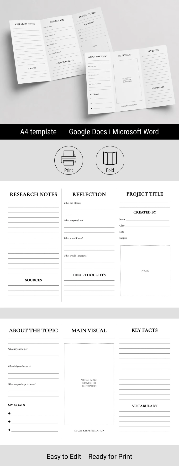Aperçu de Modèle de brochure imprimable pour les étudiants pour Google Docs and Microsoft Word