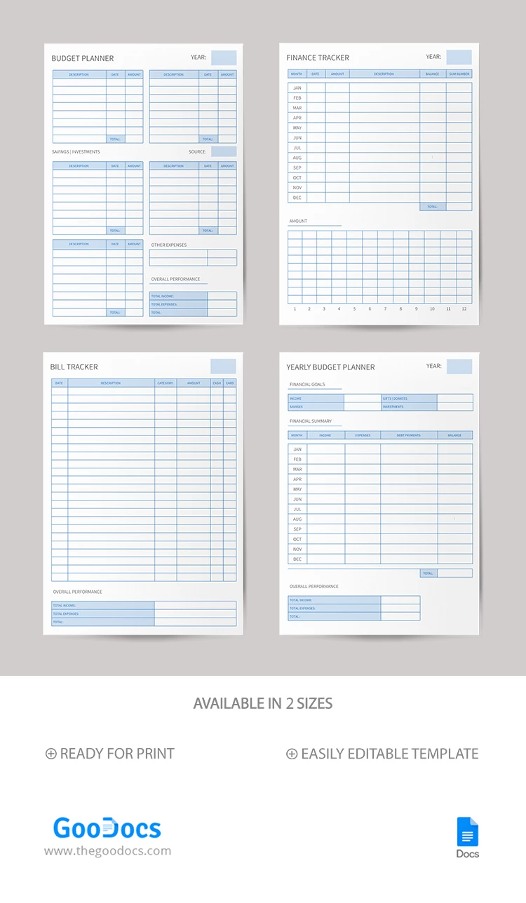 Planificador de presupuesto y rastreador financiero - free Google Docs Template - 10068707