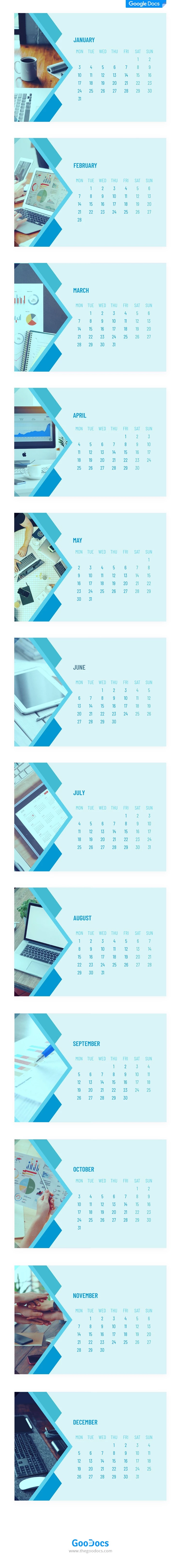 Calendario de escritorio empresarial imprimible - free Google Docs Template - 10062052