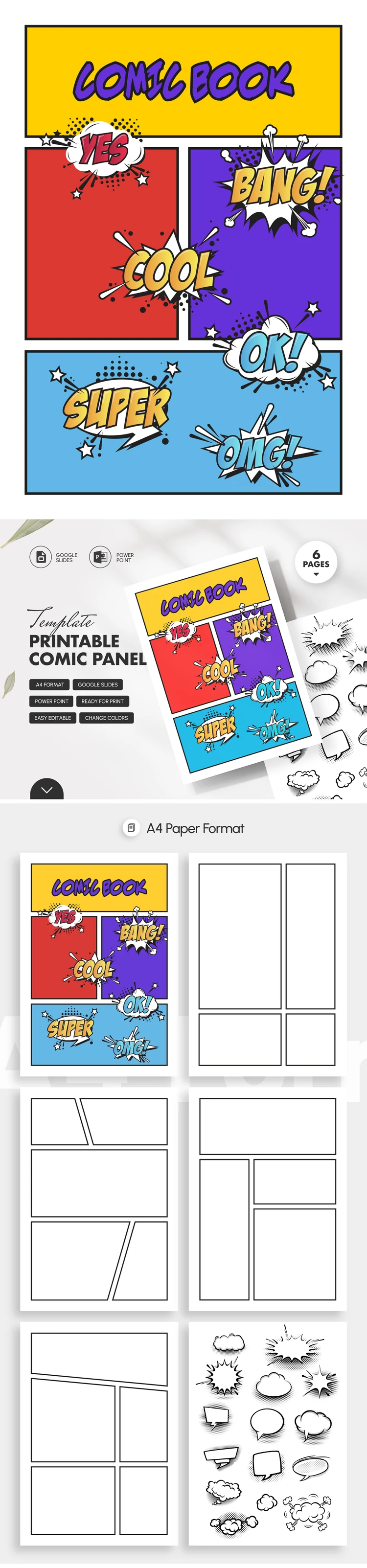 Printable Comic Panel Template - free Google Docs Template - 10071690