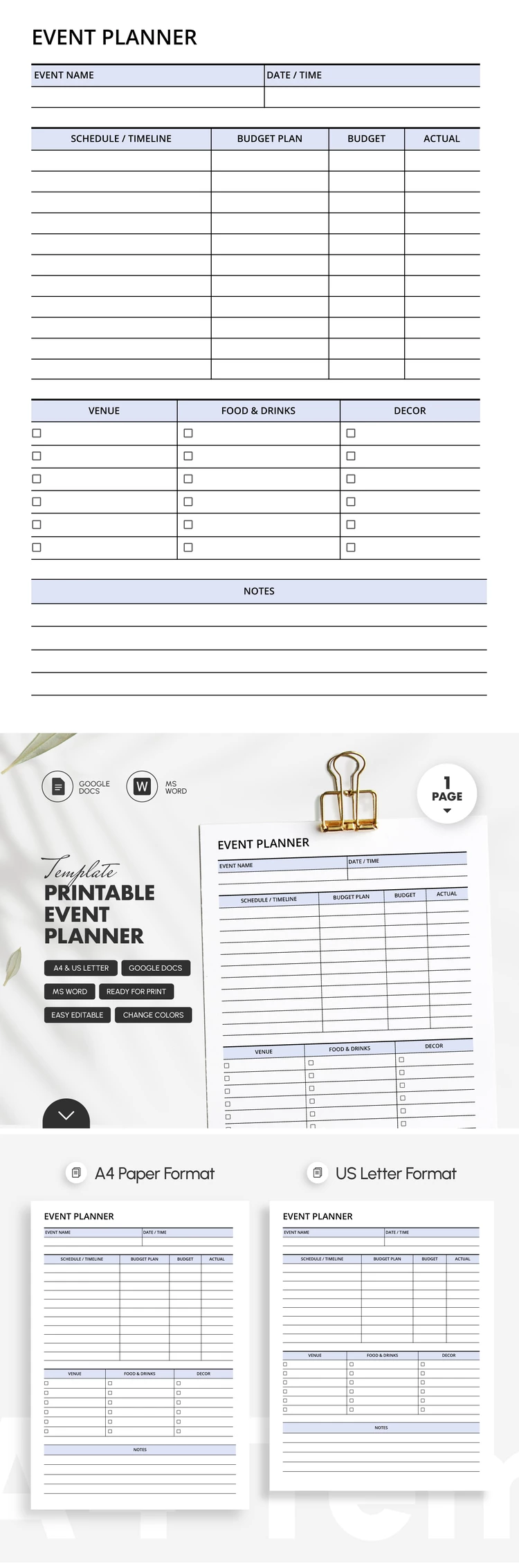 Modello di pianificazione degli eventi stampabile - free Google Docs Template - 10072584