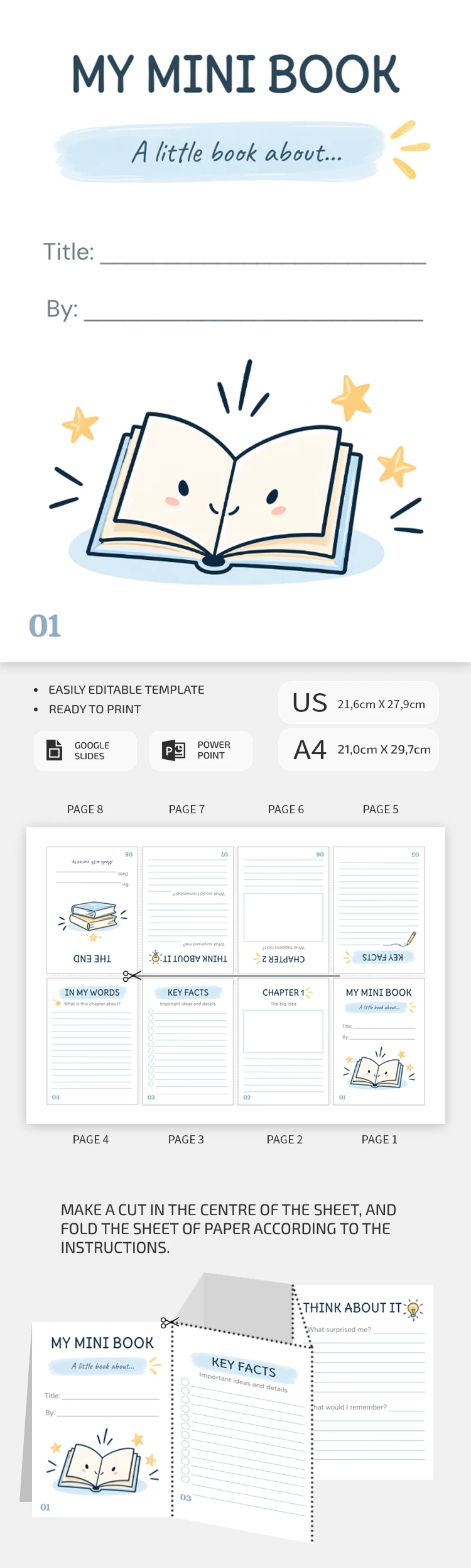 Preview of Printable Foldable Mini Book Template for Google Slides and Microsoft PowerPoint