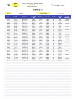 Free Printable Inventory List Template In Google Docs