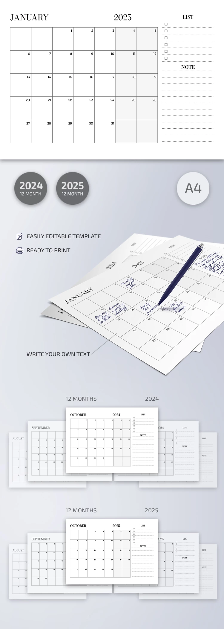 Printable Monthly Planner - free Google Docs Template - 10069182