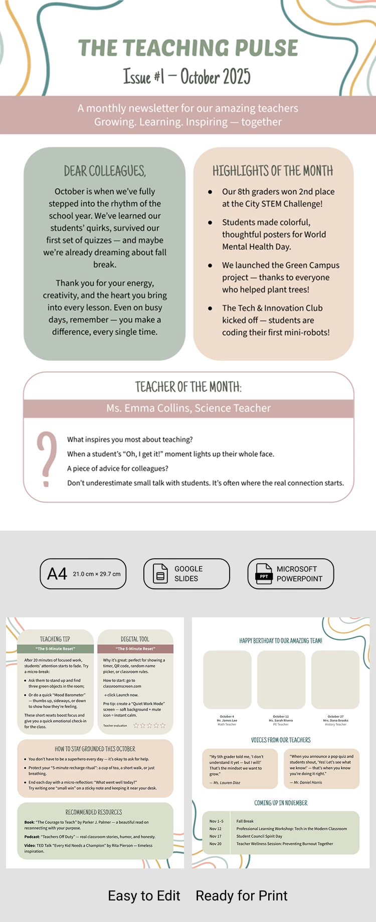 Modèles de newsletter imprimables pour les enseignants du primaire - free Google Docs Template - 10071816