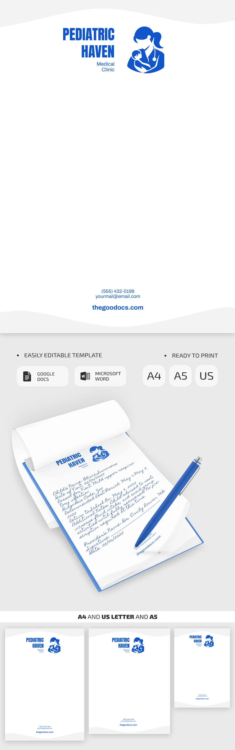 Printable Pediatric Doctors Note Template - free Google Docs Template - 10071307