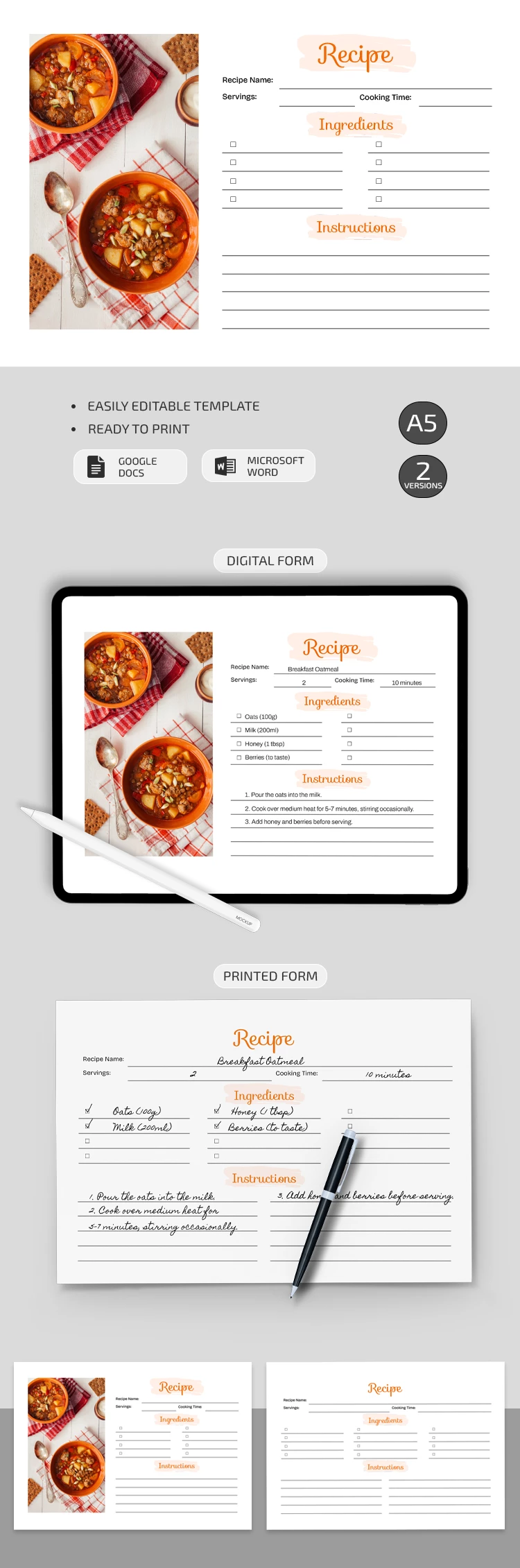 Ricetta Stampabile - free Google Docs Template - 10069449