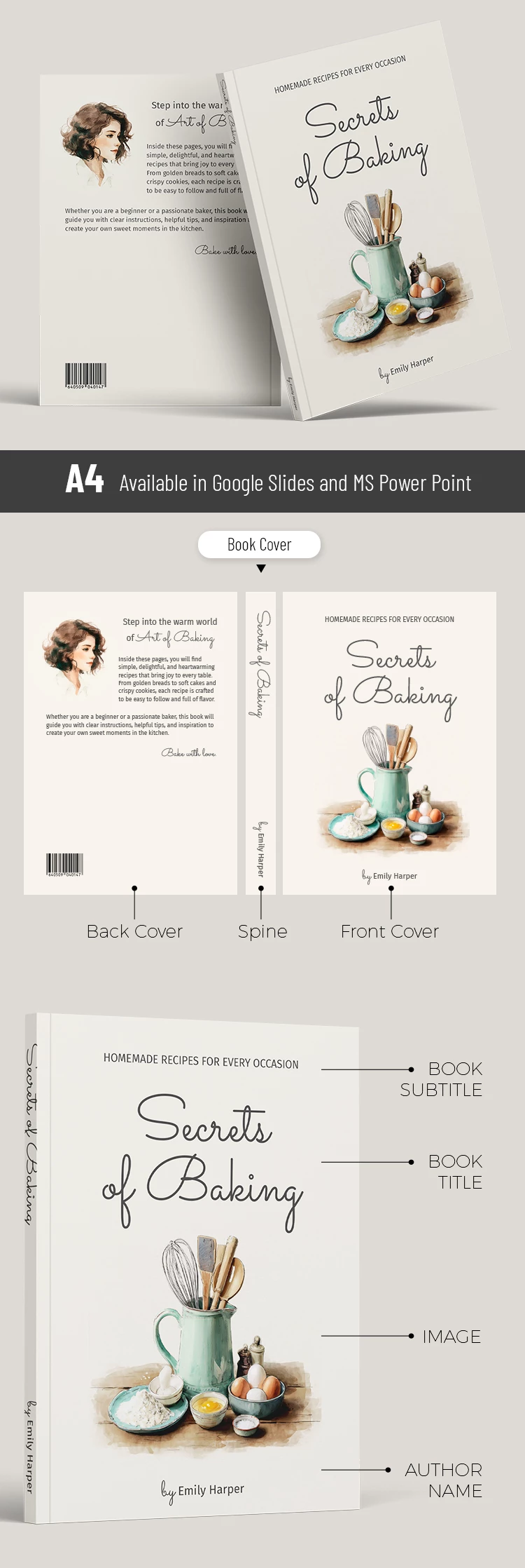 Printable Recipe Book Cover for Baking Recipes - free Google Docs Template - 10071748