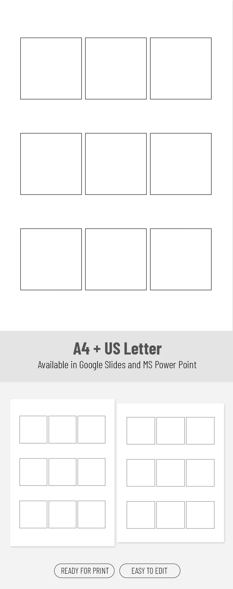 Página de cómic de tres paneles imprimible - free Google Docs Template - 10072496