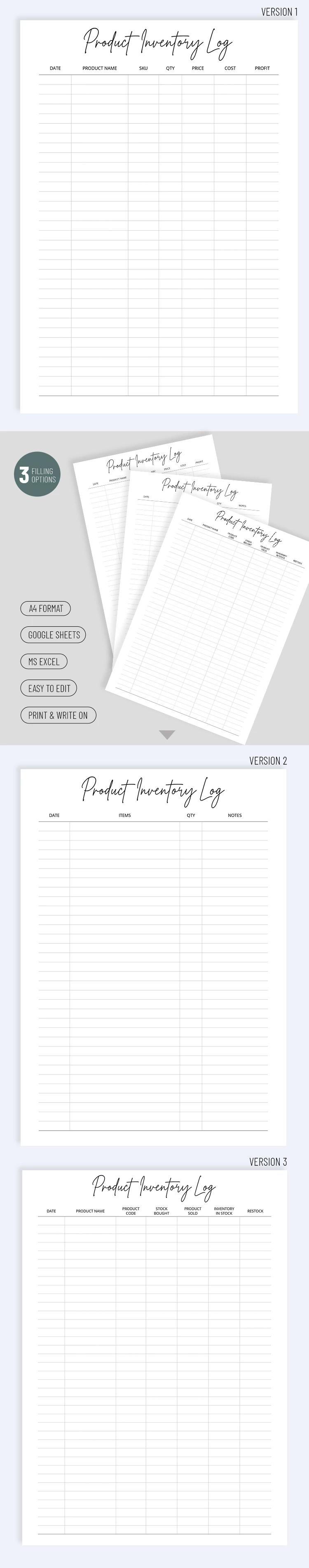 Product Inventory Log Template - free Google Docs Template - 10072078