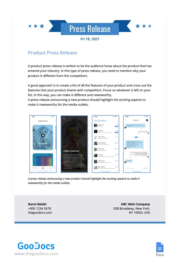 Product Press Release - free Google Docs Template - 10062650