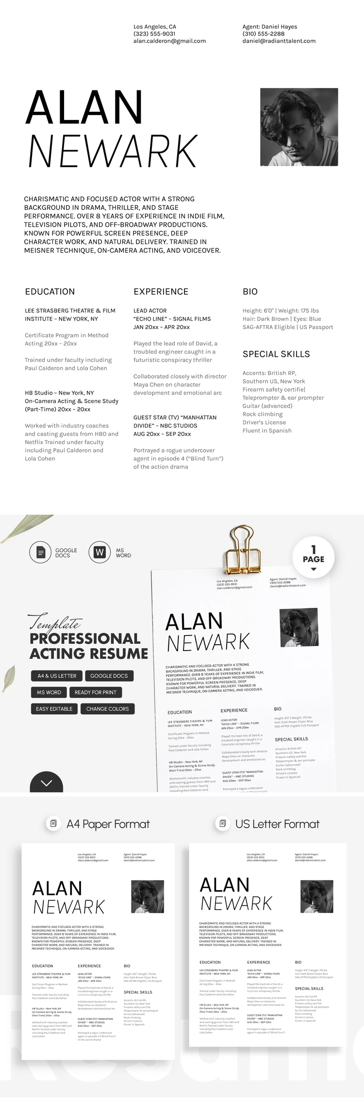 Professional Acting Resume Template - free Google Docs Template - 10071327 Professional Acting Resume Template - free Google Docs Template - 10071327