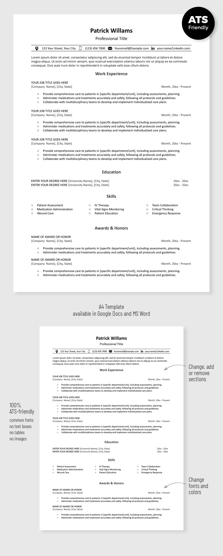 Professioneller ATS Lebenslauf - free Google Docs Template - 10068971