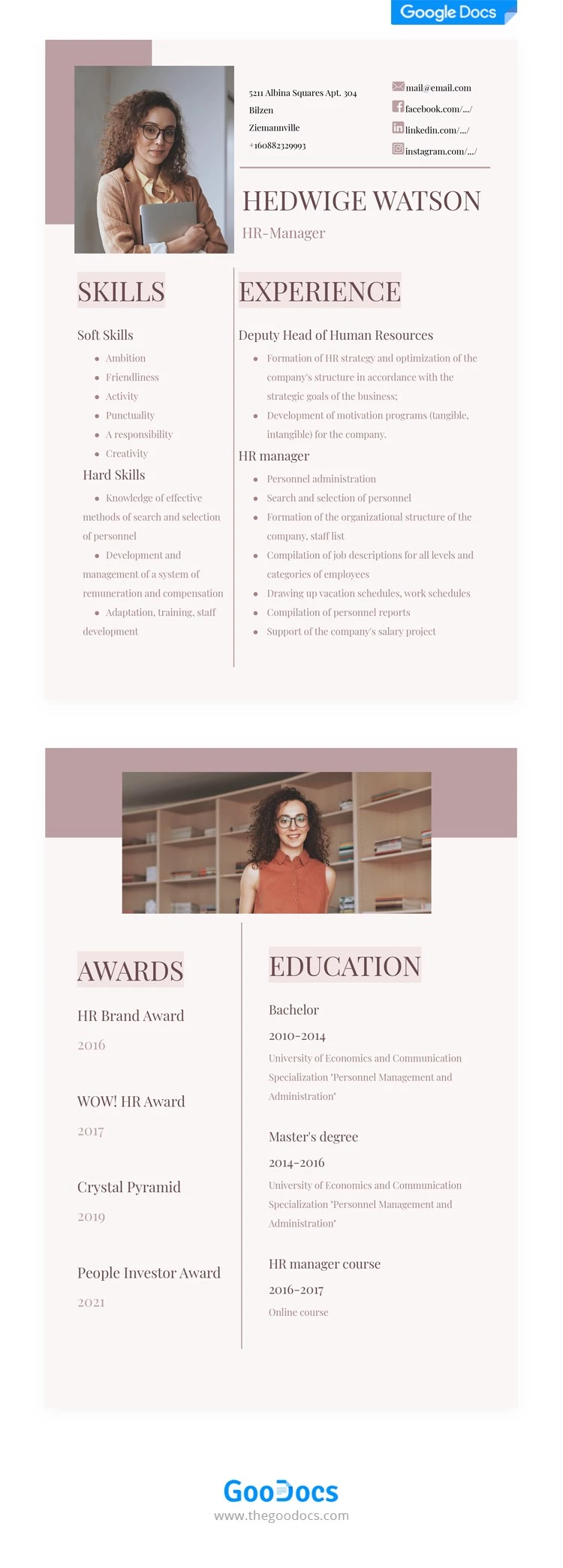 Bright Professional CV - free Google Docs Template - 10062073