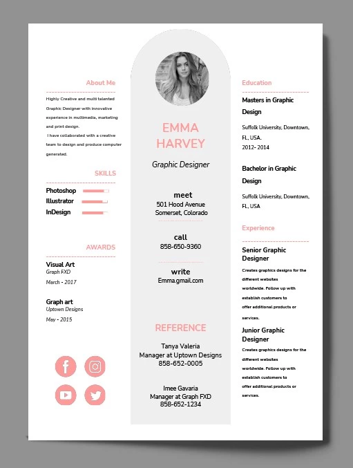 CV professionnel élégant et blanc. - free Google Docs Template - 10061791