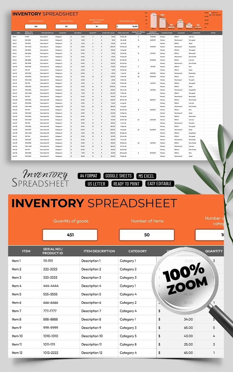 Professional Inventory Control Sheet Template - free Google Docs Template - 10071345