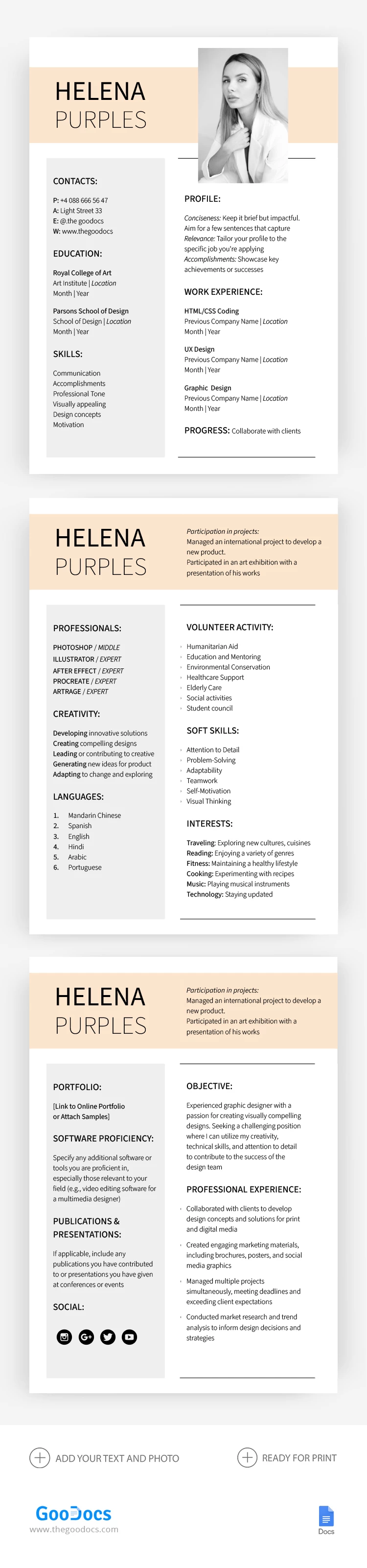 Professional Resume & CV - free Google Docs Template - 10068535