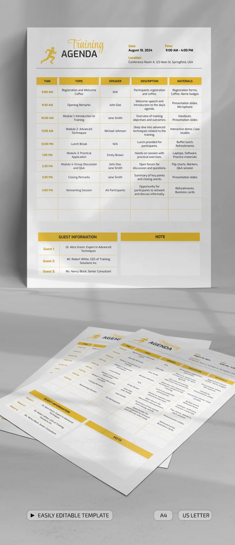 Agenda di formazione professionale - free Google Docs Template - 10068979