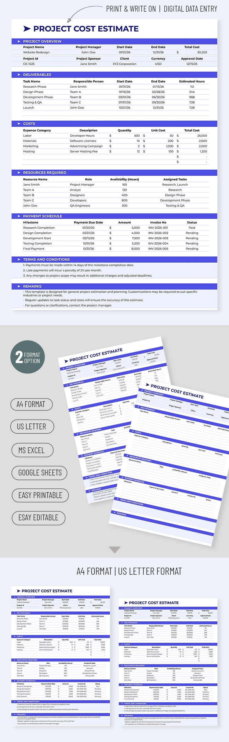 Project Cost Estimate - free Google Docs Template - 10069774