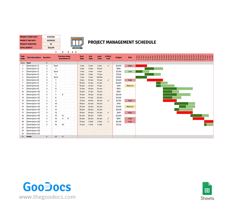 Projektmanagement-Zeitplan - free Google Docs Template - 10063499