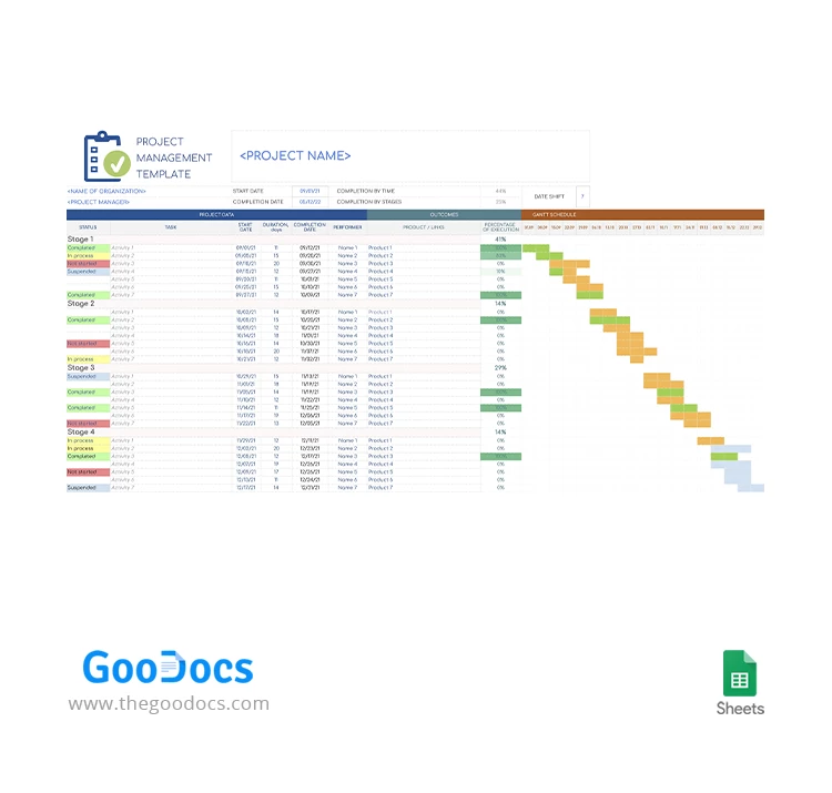 Project Management with Gantt Schedule - free Google Docs Template - 10062973