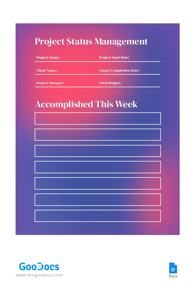 Project Status Management - free Google Docs Template - 10063125