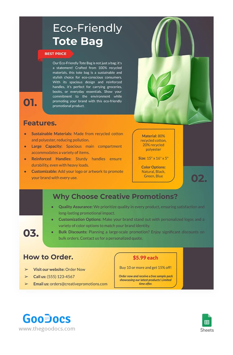 Promotional Product Sale Sheet - free Google Docs Template - 10067491