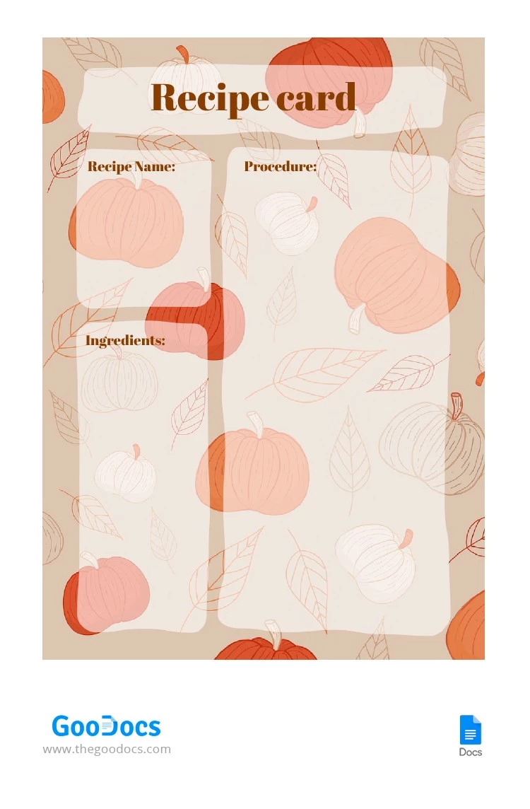 Pumpkin Recipe Card - free Google Docs Template - 10062137