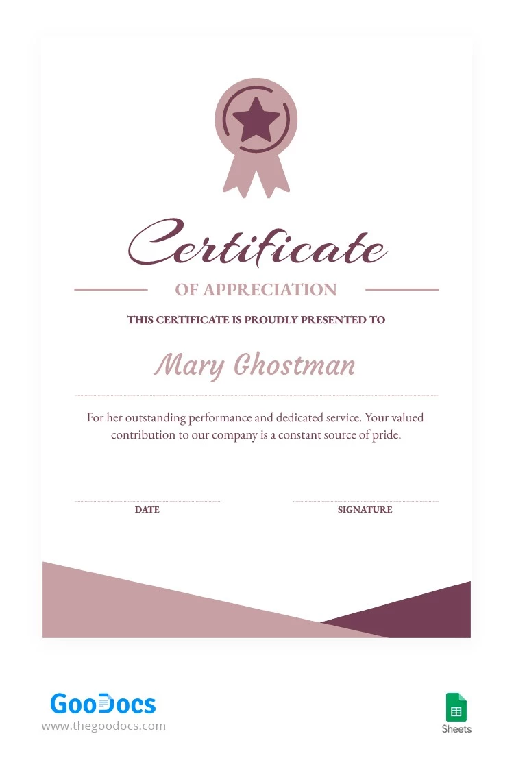 Pure Stylish Award Certificate - free Google Docs Template - 10063682