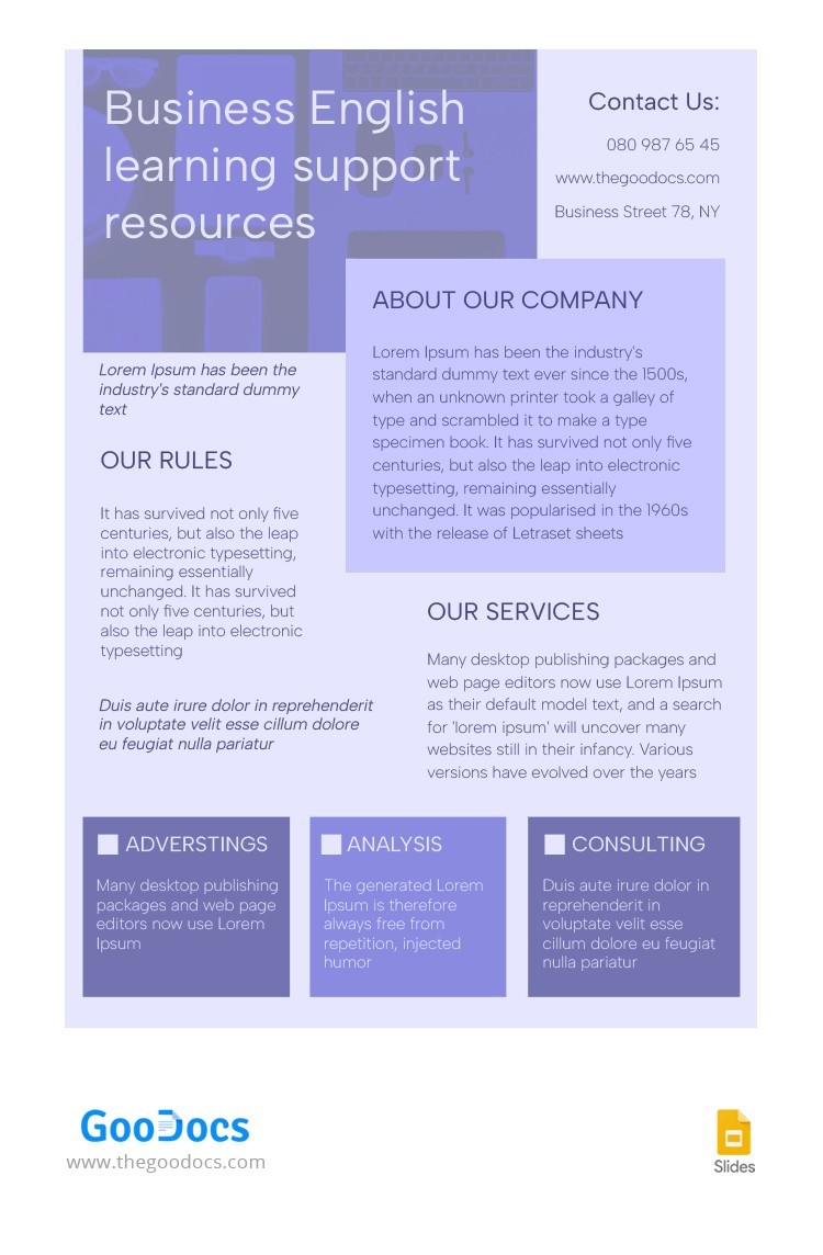 Free Purple Business Handout Template In Google Slides