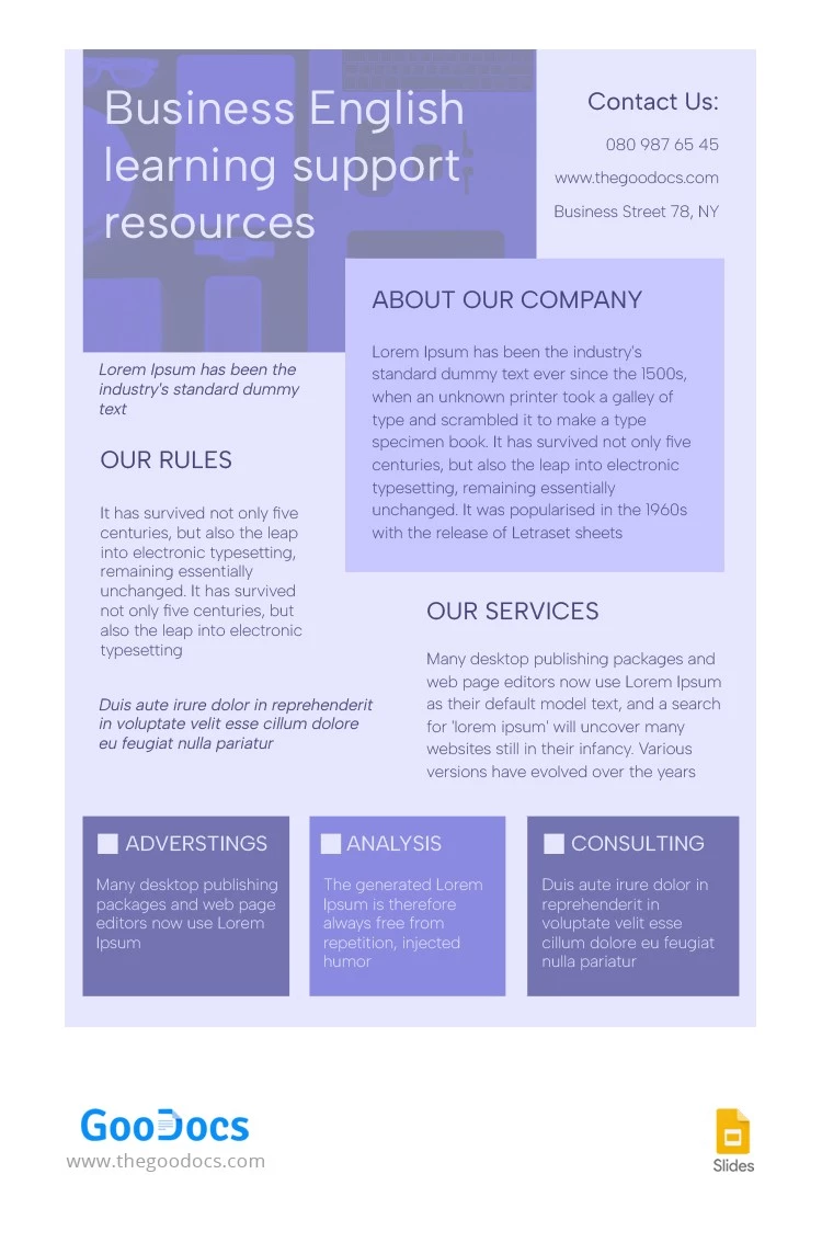 Documents promotionnels en affaires violette. - free Google Docs Template - 10065232
