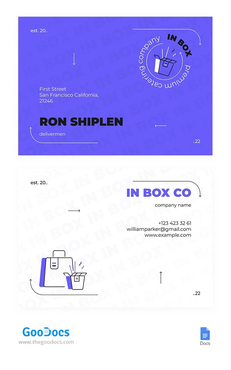 Purple Catering Business Card - free Google Docs Template - 10064918