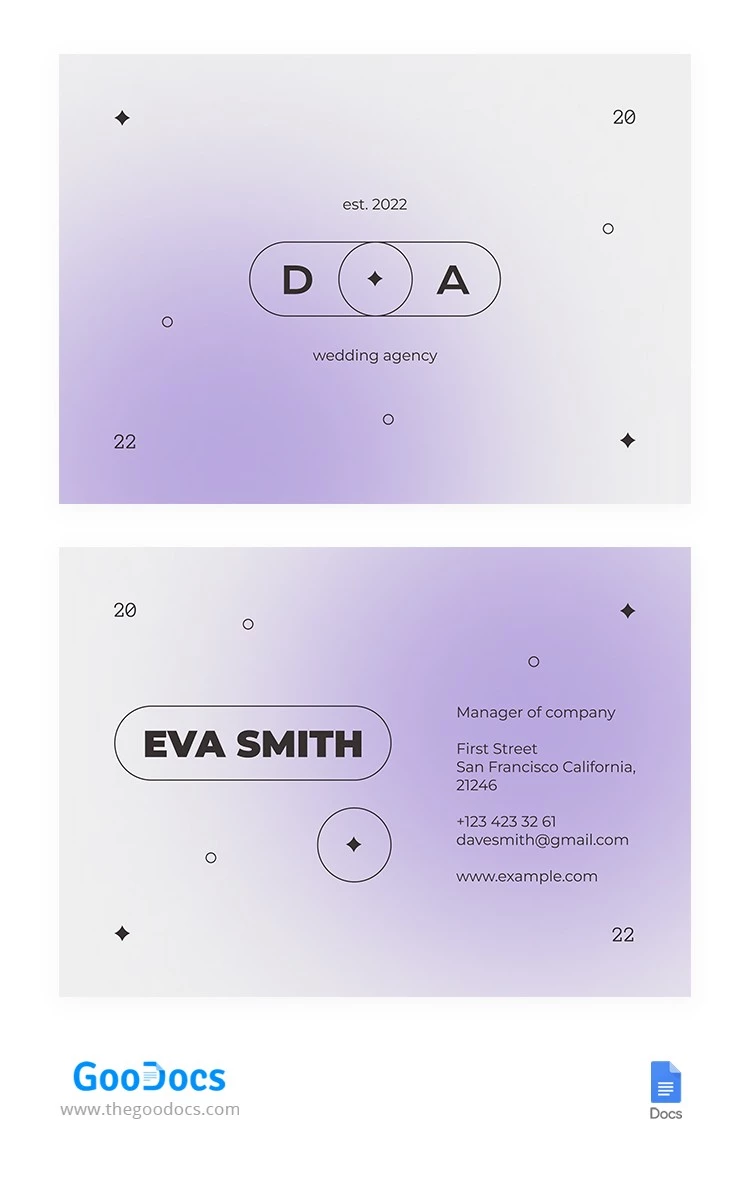 Purple Gradient Wedding Business Card - free Google Docs Template - 10065183
