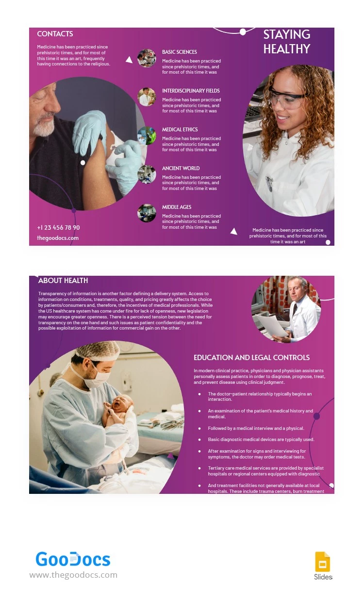 Folletos médicos color púrpura - free Google Docs Template - 10064876