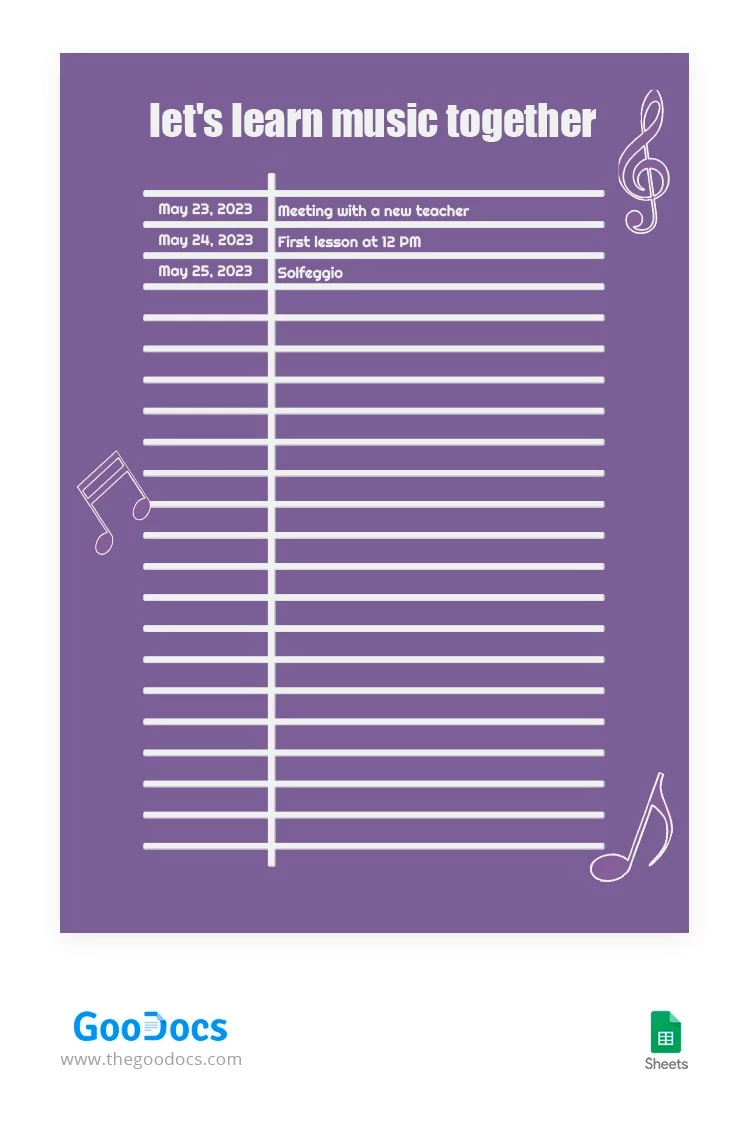 Purple Musical Notes - free Google Docs Template - 10064353