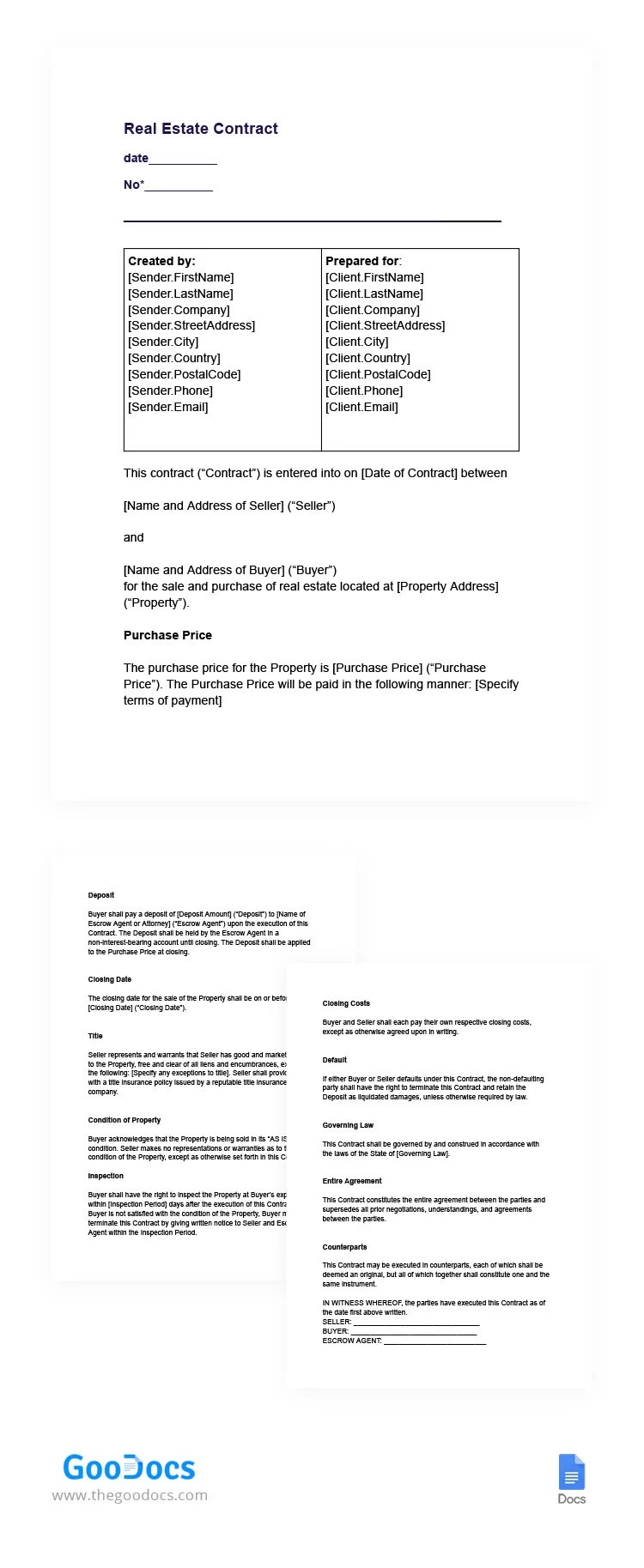 Real Estate Contract - free Google Docs Template - 10065737