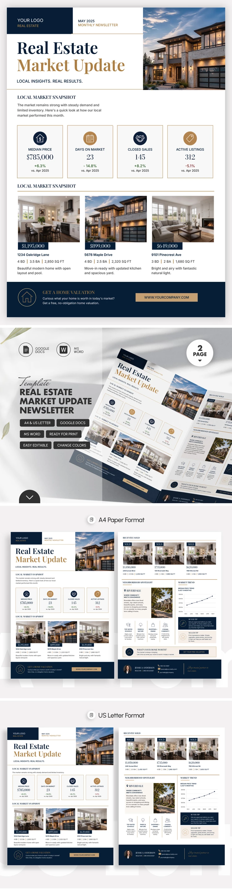 Preview of Real Estate Market Update Newsletter Template for Google Docs and Microsoft Word
