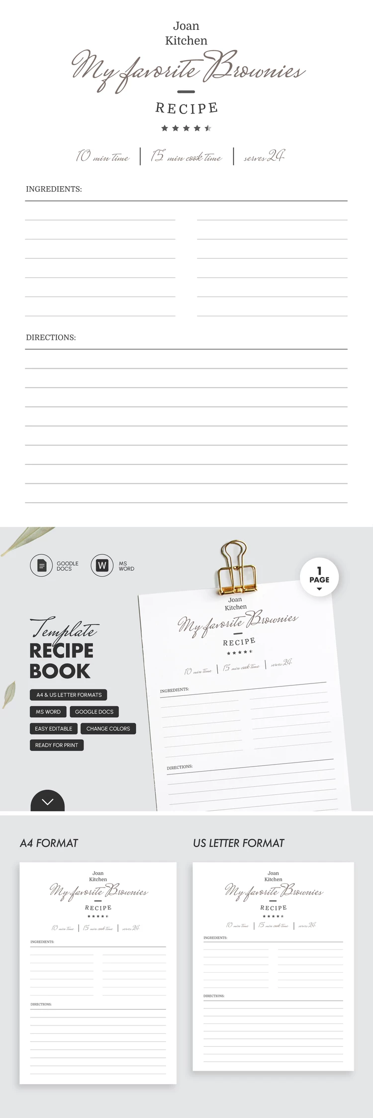 Sleek Recipe Book - free Google Docs Template - 10069664