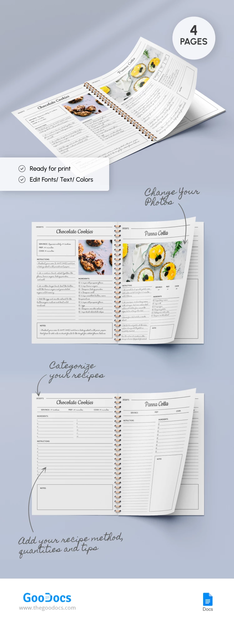 Libro de Recetas Minimalista - free Google Docs Template - 10068621