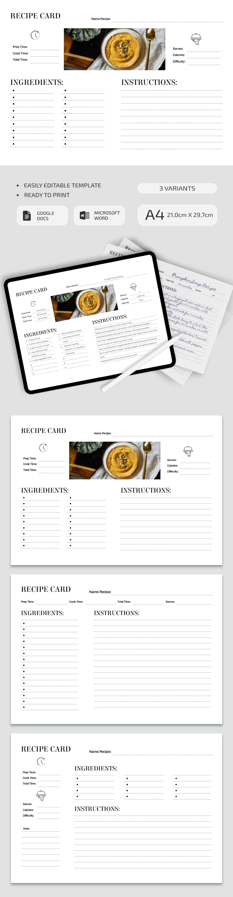 Clean Recipe Card - free Google Docs Template - 10069601