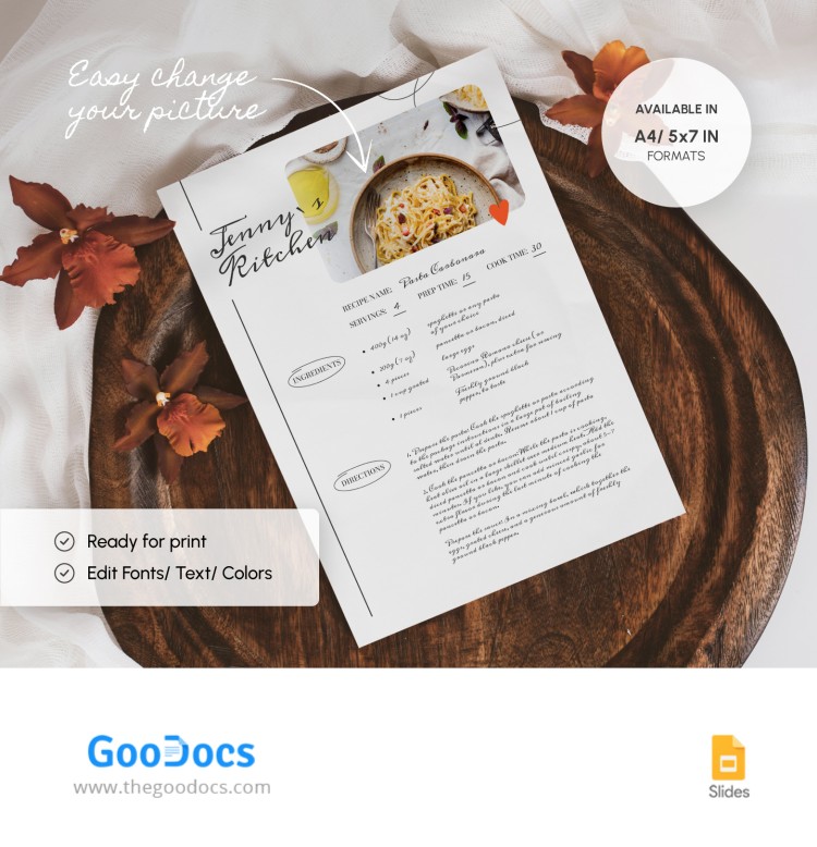 Sharepoint Recipe Card Free Basic Recipe Card Template in Google Slides and Microsoft ...