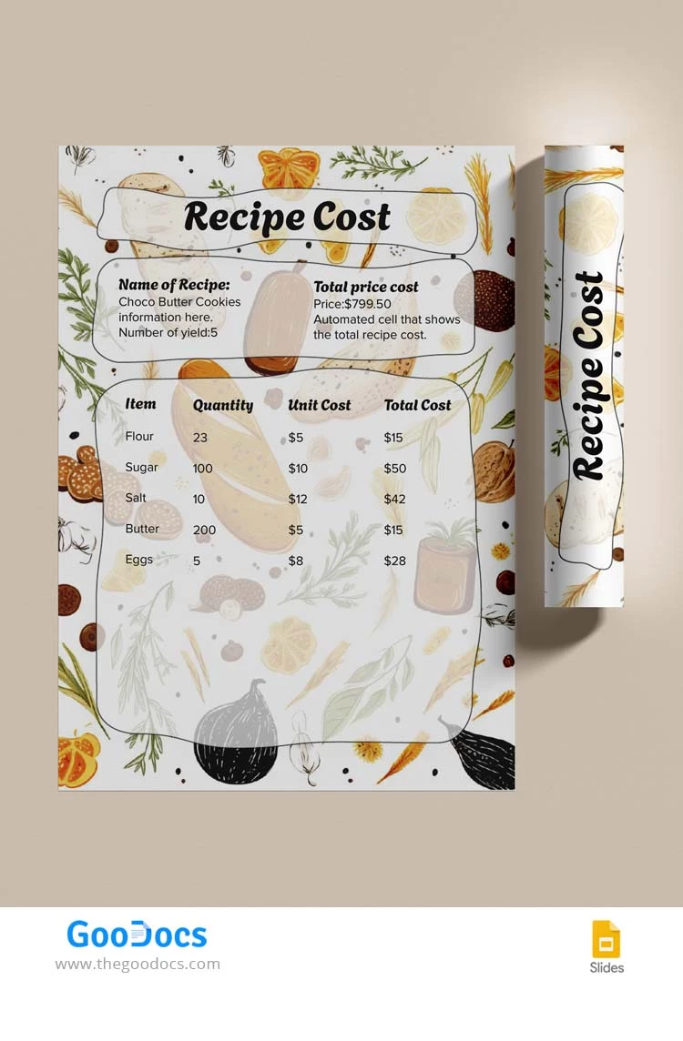 Coût de la recette - free Google Docs Template - 10068246