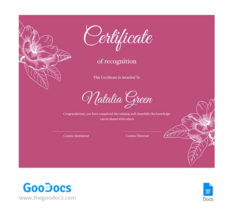 Recognition Award Certificate - free Google Docs Template - 10063248