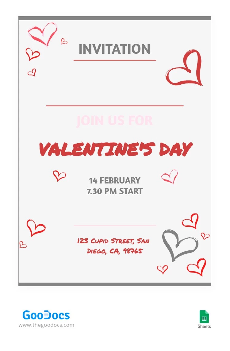 Red and Pink Valentine's Day Invitation - free Google Docs Template - 10063332