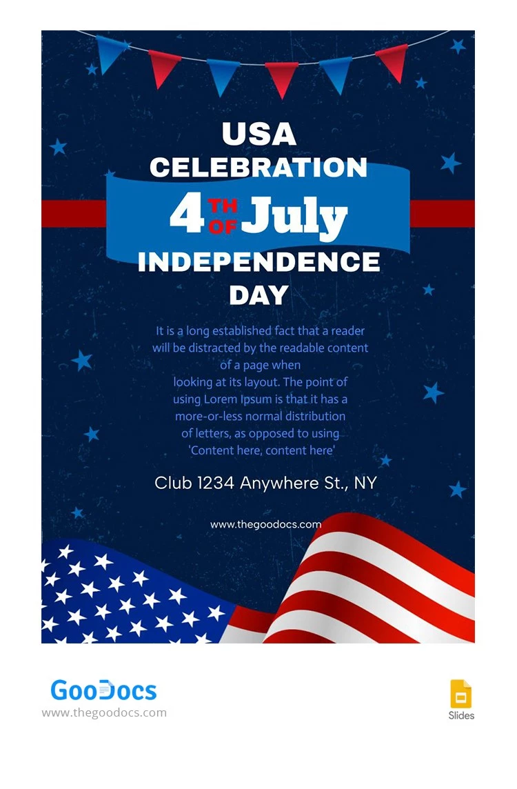 Red & Blue July 4th Flyer - free Google Docs Template - 10065914