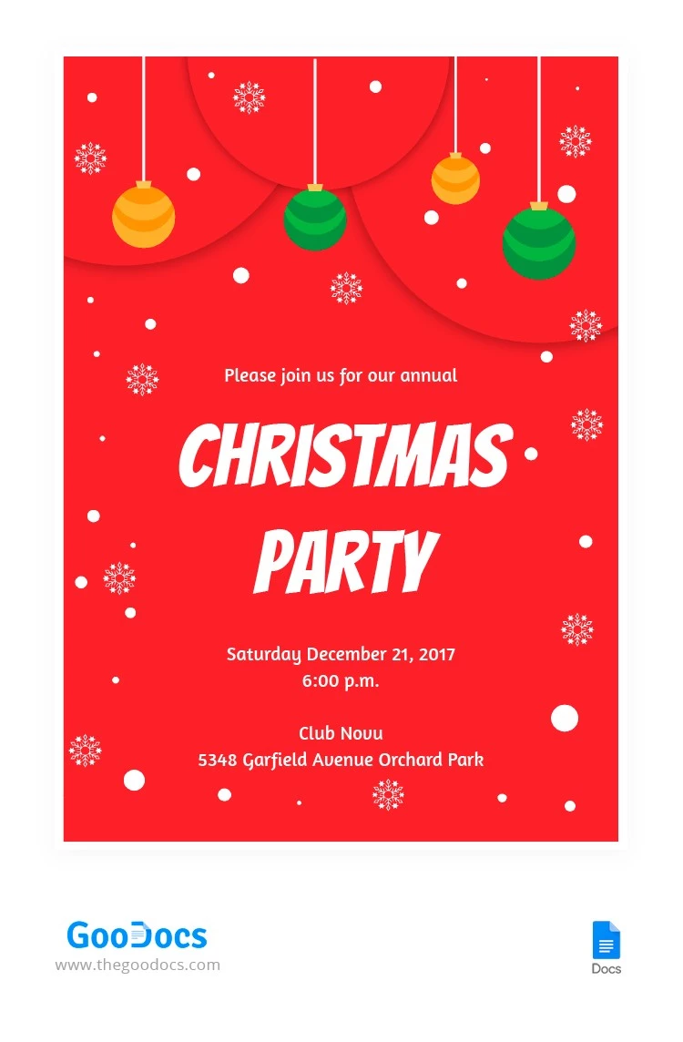 Red Christmas invitation - free Google Docs Template - 10062584
