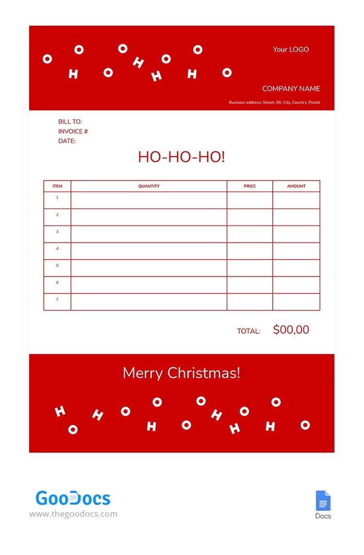 Factura de Navidad Roja - free Google Docs Template - 10062660